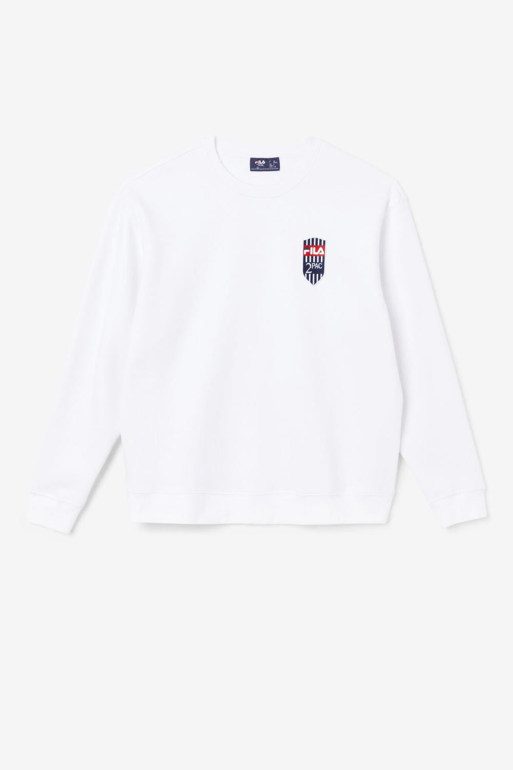 Men Sweatshirts &amp; Hoodies | FILA 2Pac Fleece Patch Crew 100 WHITE