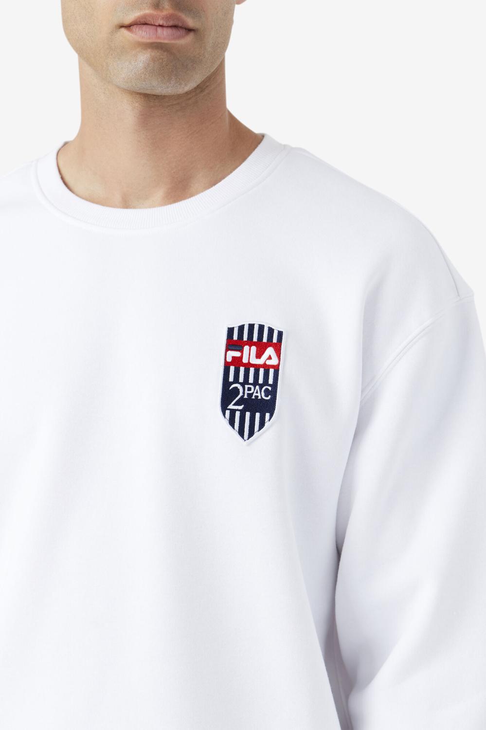 Men Sweatshirts &amp; Hoodies | FILA 2Pac Fleece Patch Crew 100 WHITE