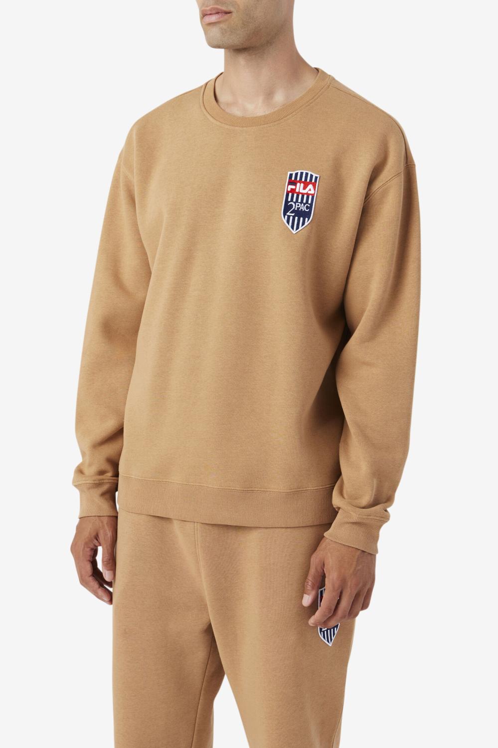Men Sweatshirts &amp; Hoodies | FILA 2Pac Fleece Patch Crew 227 TOBACCO BROWN