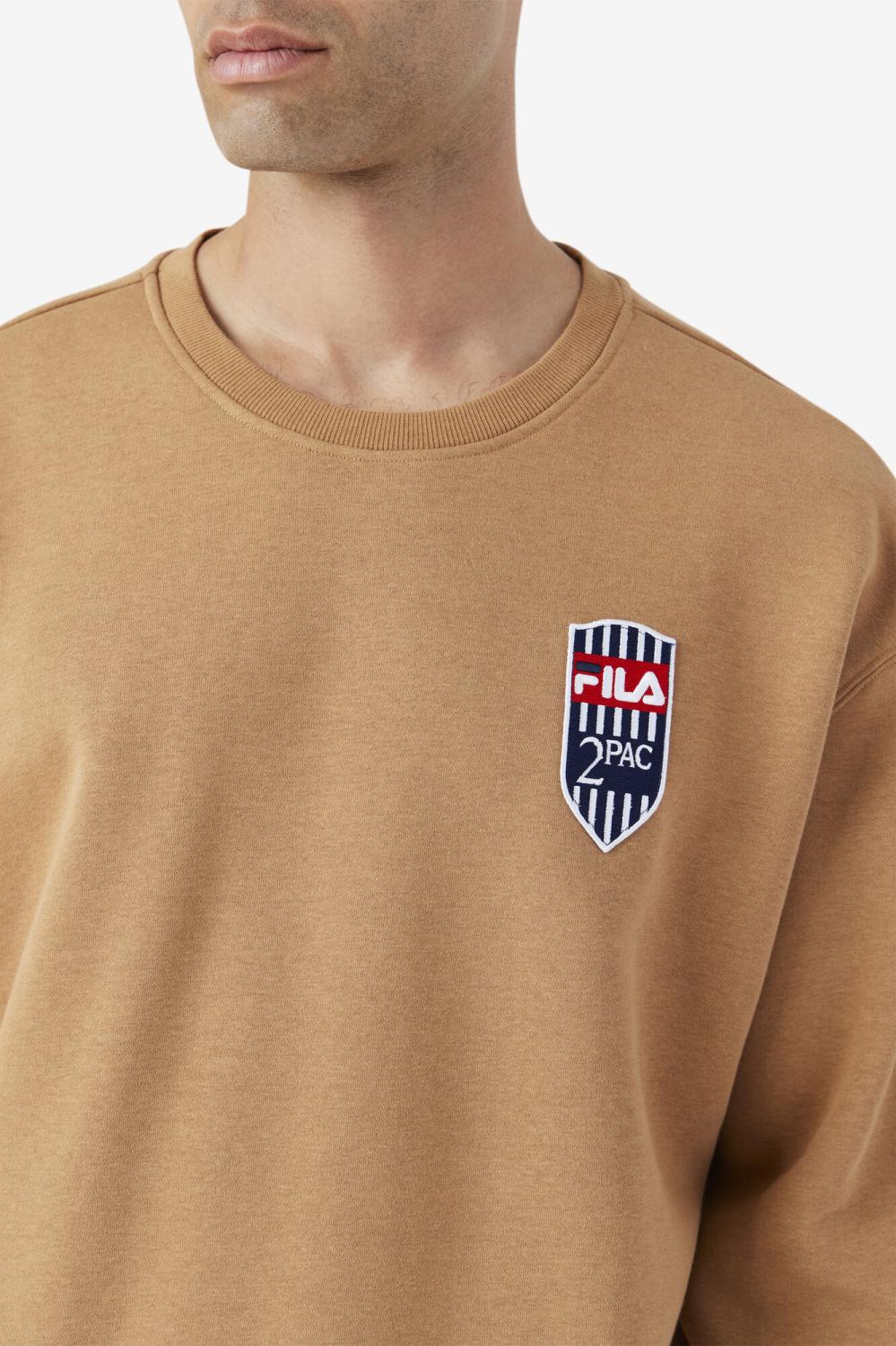 Men Sweatshirts &amp; Hoodies | FILA 2Pac Fleece Patch Crew 227 TOBACCO BROWN