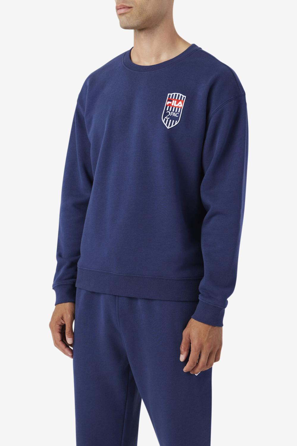 Men Sweatshirts &amp; Hoodies | FILA 2Pac Fleece Patch Crew 410 FILA NAVY