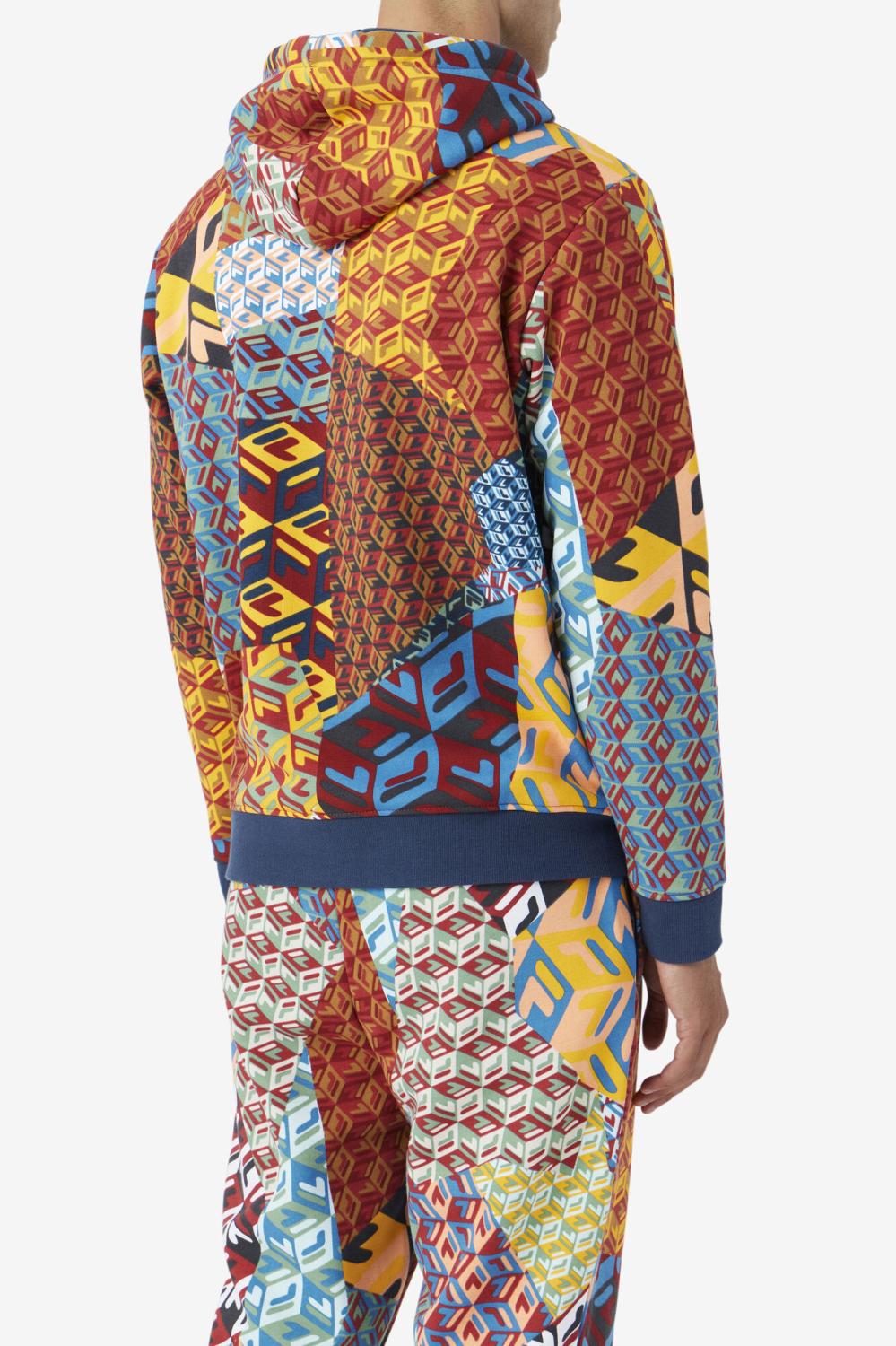 Men Sweatshirts &amp; Hoodies | FILA Anja Hoodie 732 RADIANT YELLOW PRINT / MOONLIT OCEAN