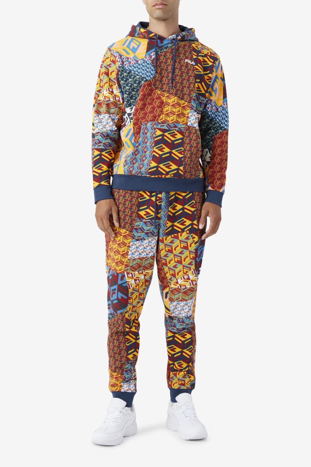 Men Sweatshirts &amp; Hoodies | FILA Anja Hoodie 732 RADIANT YELLOW PRINT / MOONLIT OCEAN