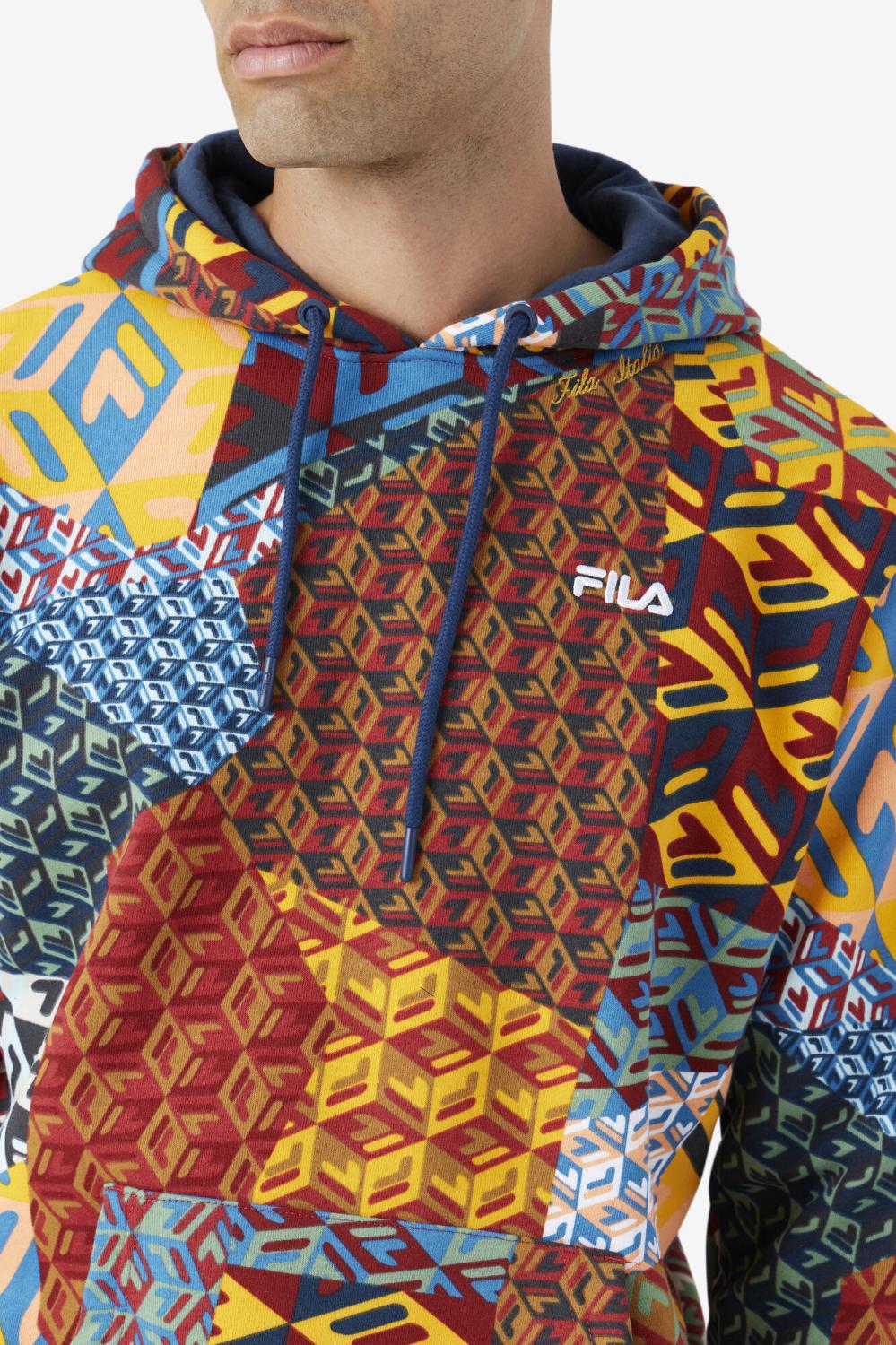 Men Sweatshirts &amp; Hoodies | FILA Anja Hoodie 732 RADIANT YELLOW PRINT / MOONLIT OCEAN