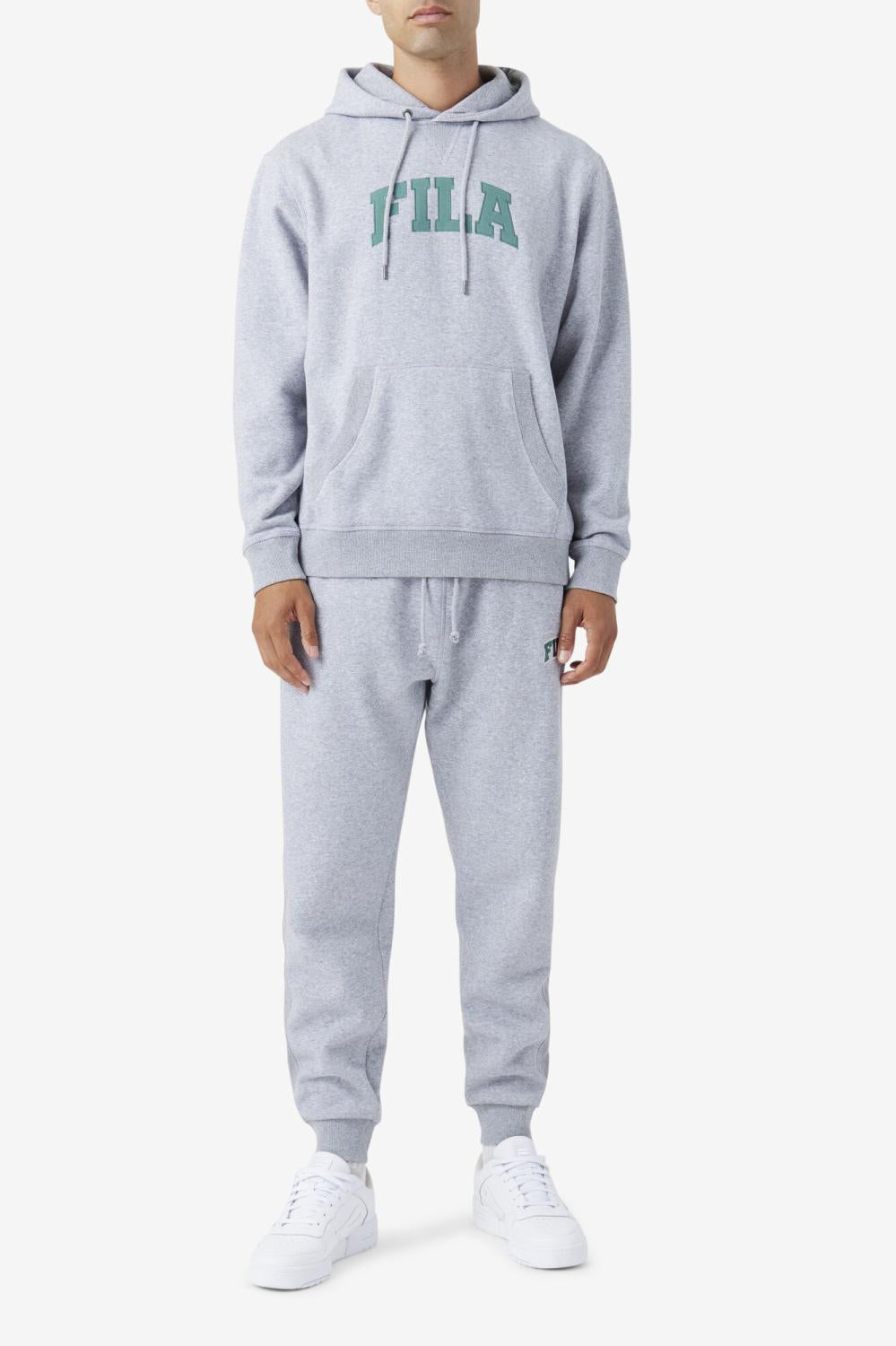 Men Sweatshirts &amp; Hoodies | FILA Brook Hoodie 064 LIGHT GREY MARL / BLUE SPRUCE