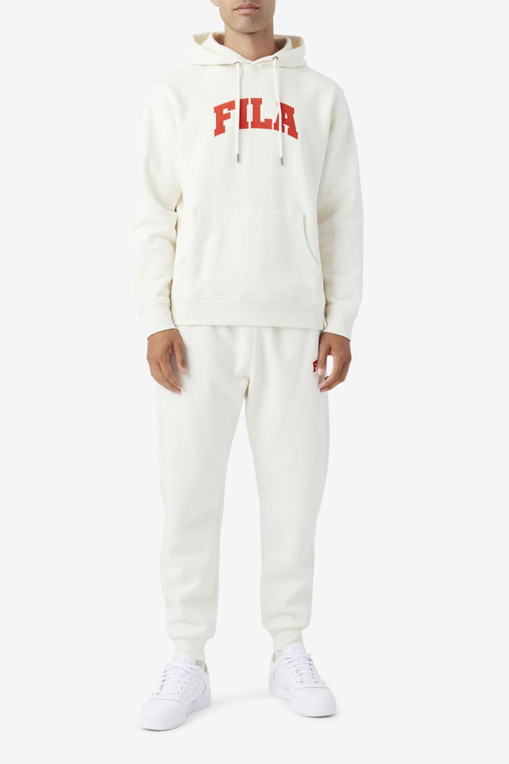 Men Sweatshirts &amp; Hoodies | FILA Brook Hoodie 132 GARDENIA / FIERY RED