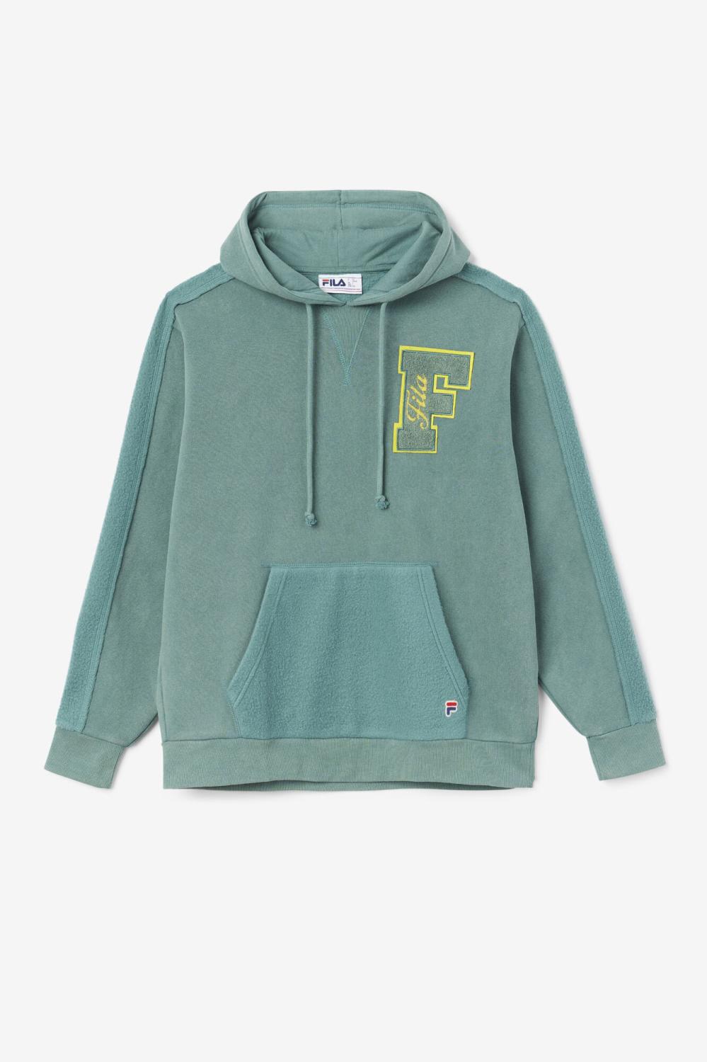 Men Sweatshirts &amp; Hoodies | FILA Bryson Vintage Wash Hoodie 320 BLUE SPRUCE / MIMOSA