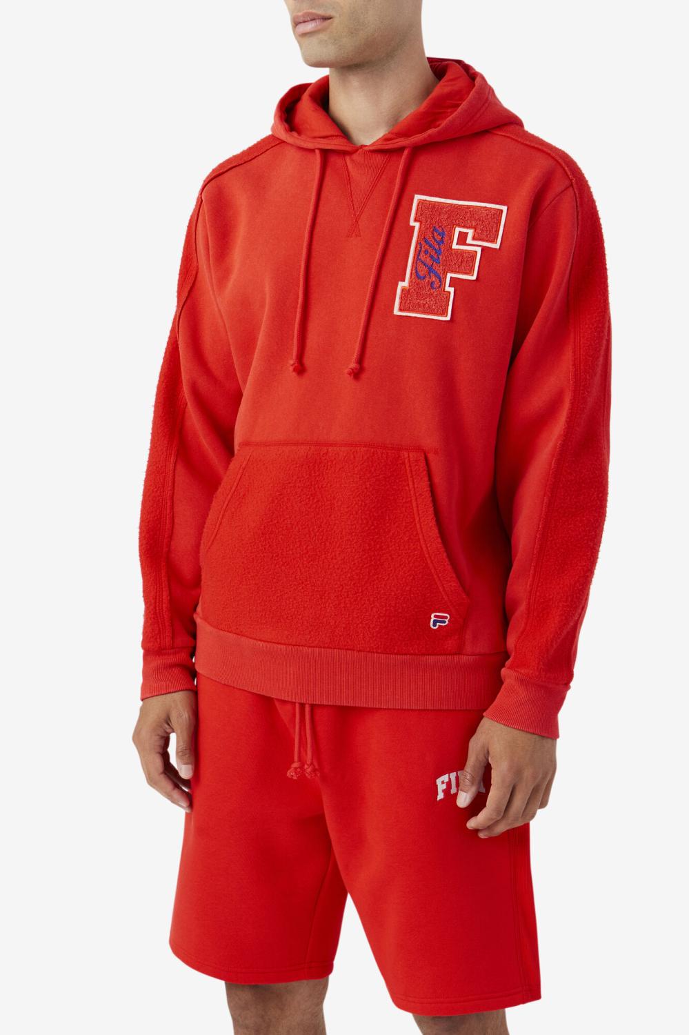 Men Sweatshirts &amp; Hoodies | FILA Bryson Vintage Wash Hoodie 625 FIERY RED / TWILIGHT BLUE