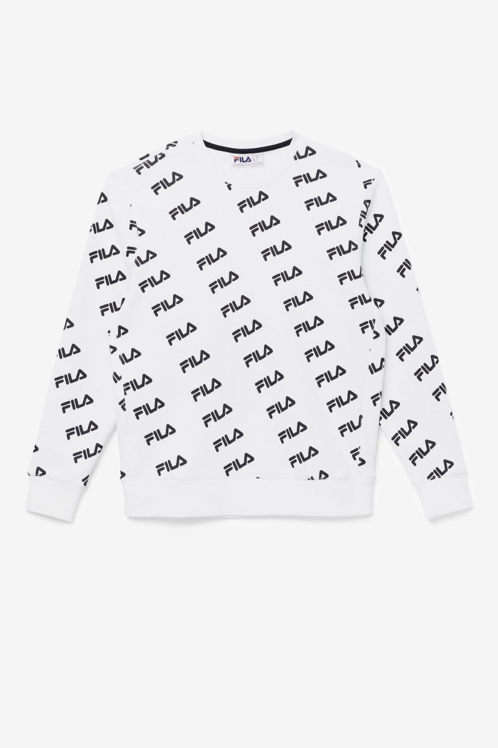 Men Sweatshirts &amp; Hoodies | FILA Diagonal Logo Crew 100 WHITE / BLACK