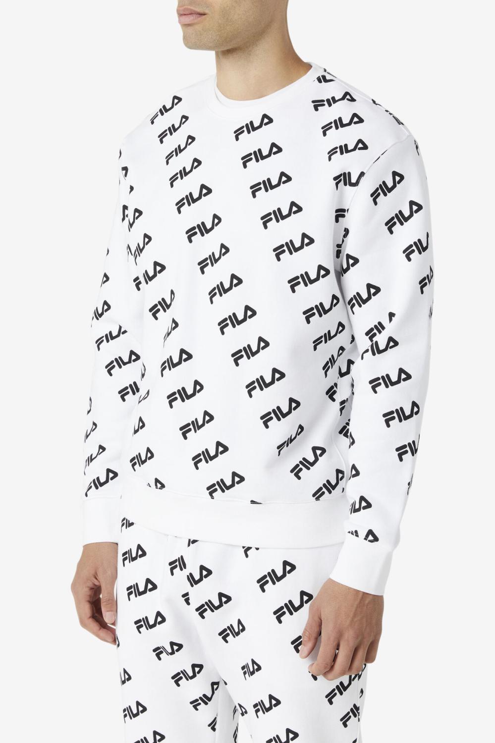 Men Sweatshirts &amp; Hoodies | FILA Diagonal Logo Crew 100 WHITE / BLACK