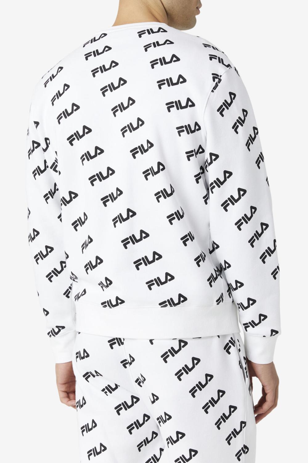 Men Sweatshirts &amp; Hoodies | FILA Diagonal Logo Crew 100 WHITE / BLACK