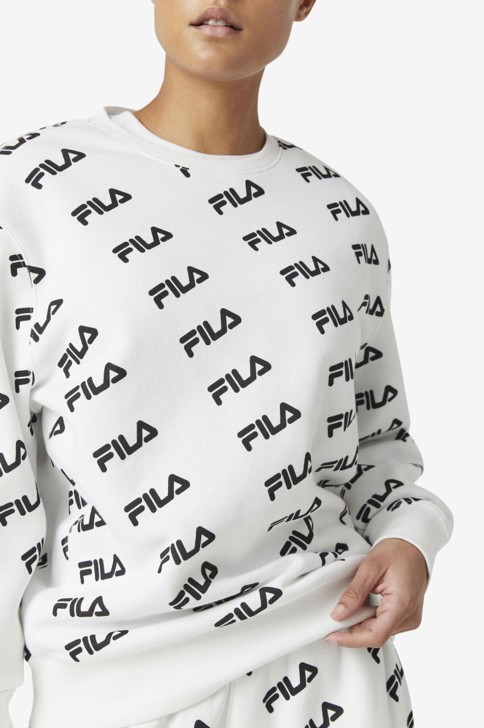 Men Sweatshirts &amp; Hoodies | FILA Diagonal Logo Crew 100 WHITE / BLACK
