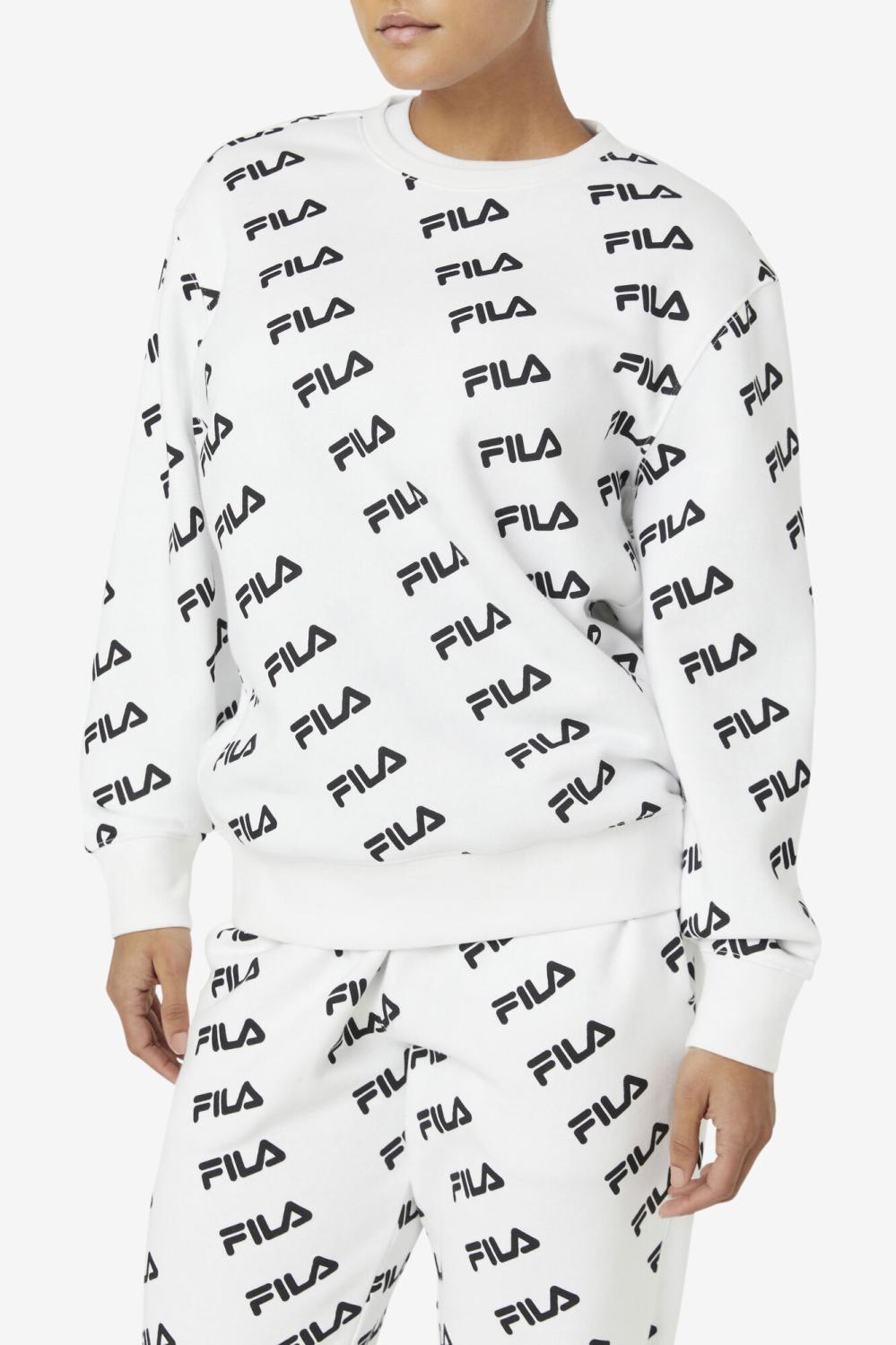 Men Sweatshirts &amp; Hoodies | FILA Diagonal Logo Crew 100 WHITE / BLACK