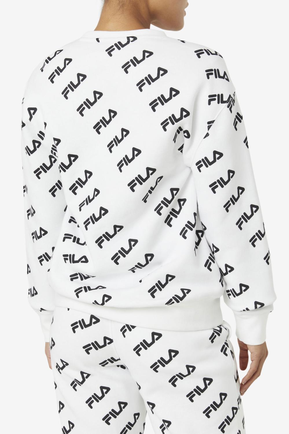 Men Sweatshirts &amp; Hoodies | FILA Diagonal Logo Crew 100 WHITE / BLACK