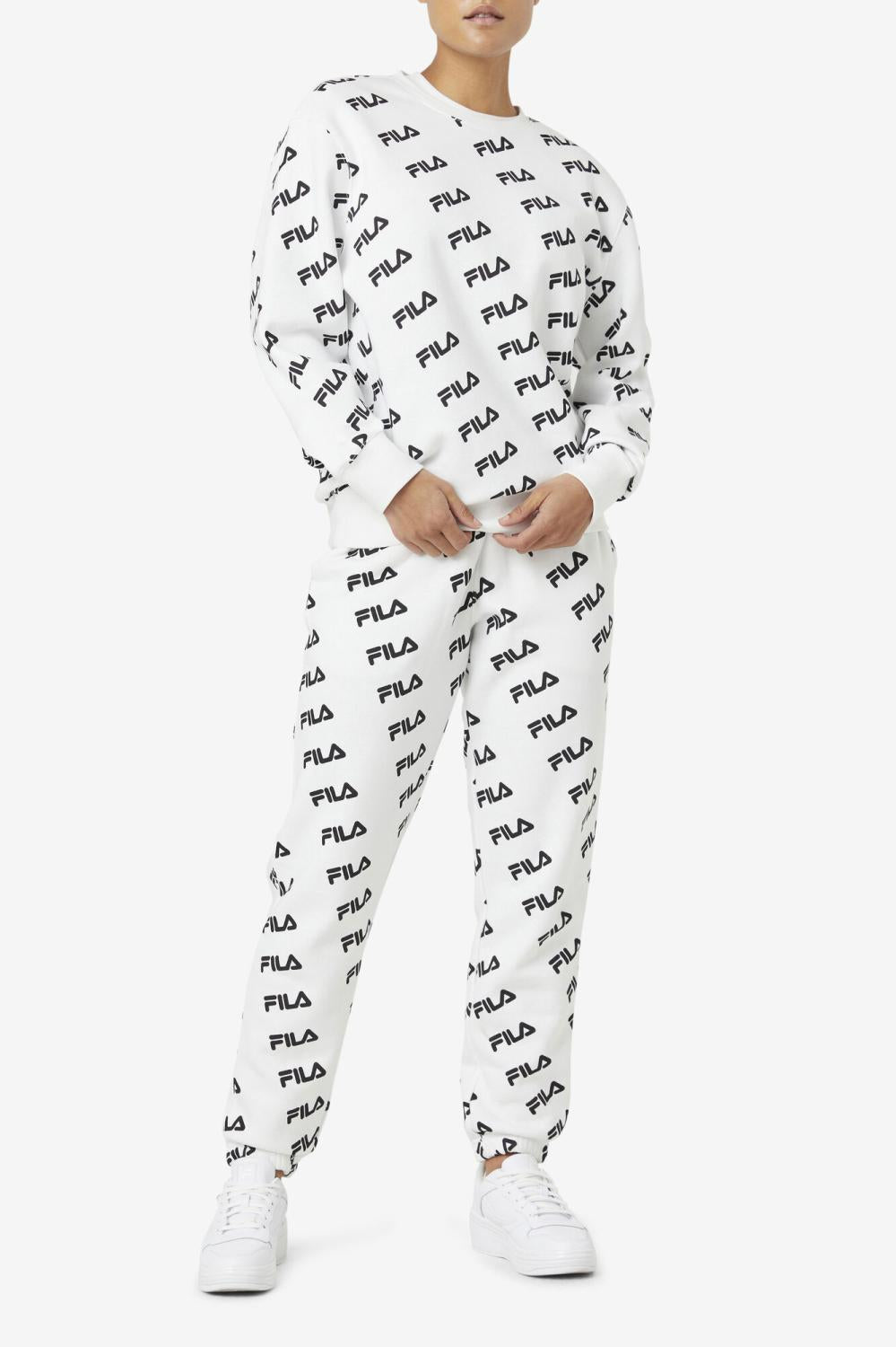 Men Sweatshirts &amp; Hoodies | FILA Diagonal Logo Crew 100 WHITE / BLACK