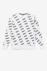Men Sweatshirts &amp; Hoodies | FILA Diagonal Logo Crew 100 WHITE / BLACK