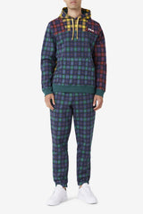 Men Sweatshirts &amp; Hoodies | FILA Dorm Plaid Hoodie 990 JUNE BUG / RHUBARB / FILA NAVY