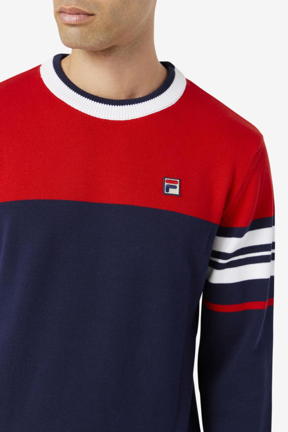 Men Sweatshirts &amp; Hoodies | FILA Everly Sweater 410 PEACOAT / RED / WHITE