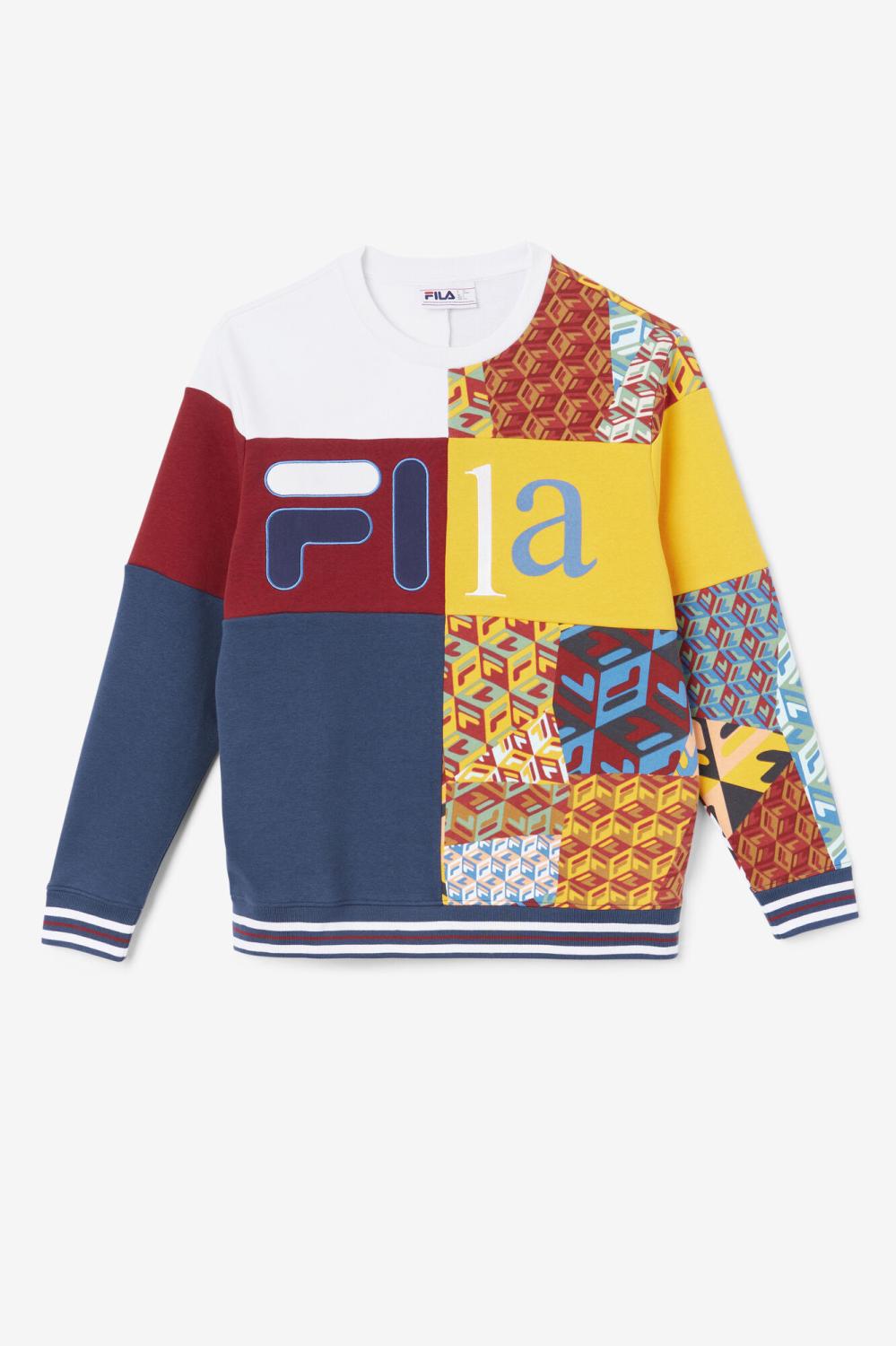 Men Sweatshirts &amp; Hoodies | FILA Hansi Sweatshirt 933 MOONLIT OCEAN / RHUBARB / WHITE