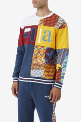 Men Sweatshirts &amp; Hoodies | FILA Hansi Sweatshirt 933 MOONLIT OCEAN / RHUBARB / WHITE
