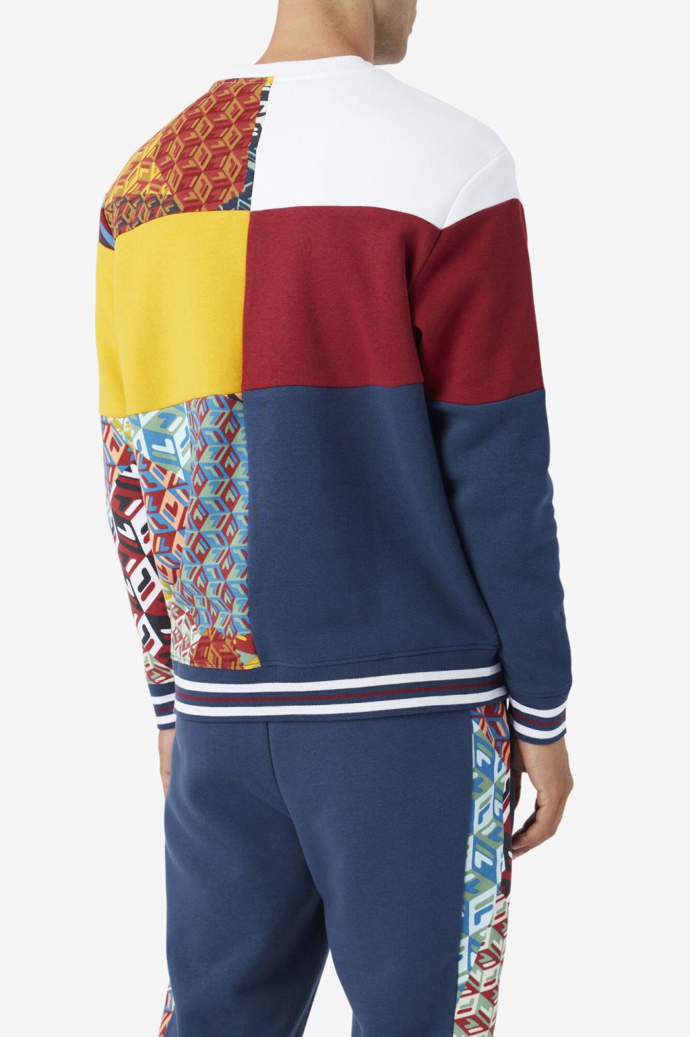 Men Sweatshirts &amp; Hoodies | FILA Hansi Sweatshirt 933 MOONLIT OCEAN / RHUBARB / WHITE