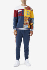 Men Sweatshirts &amp; Hoodies | FILA Hansi Sweatshirt 933 MOONLIT OCEAN / RHUBARB / WHITE