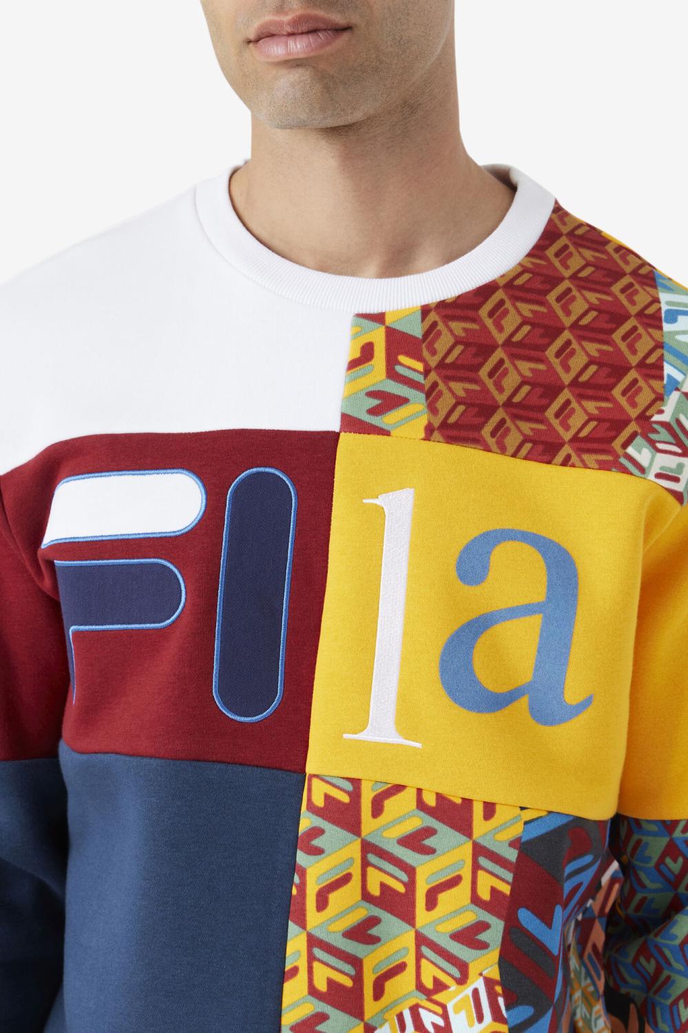 Men Sweatshirts &amp; Hoodies | FILA Hansi Sweatshirt 933 MOONLIT OCEAN / RHUBARB / WHITE
