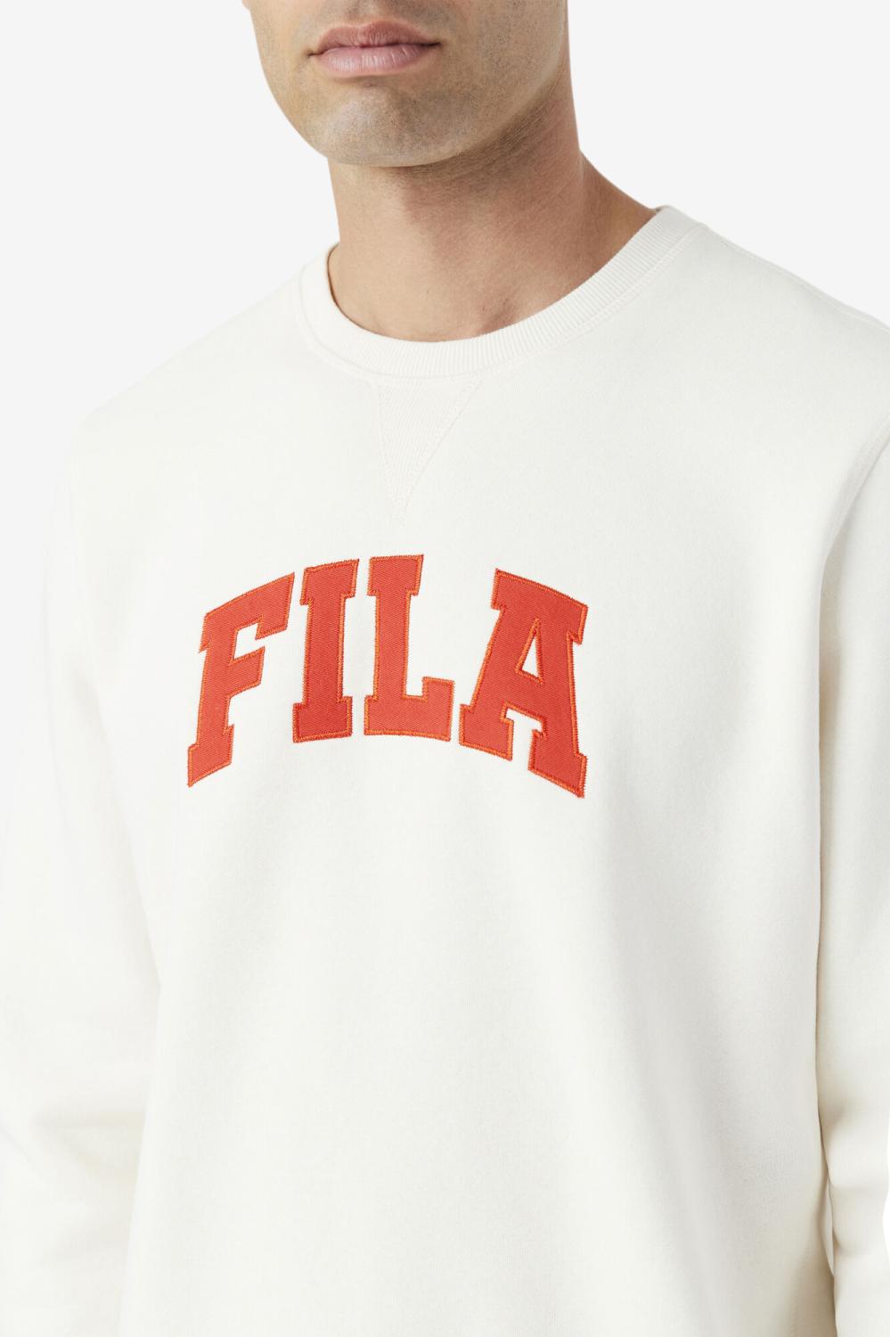 Men Sweatshirts &amp; Hoodies | FILA Kory Crewneck Sweatshsirt 132 GARDENIA / FIERY RED