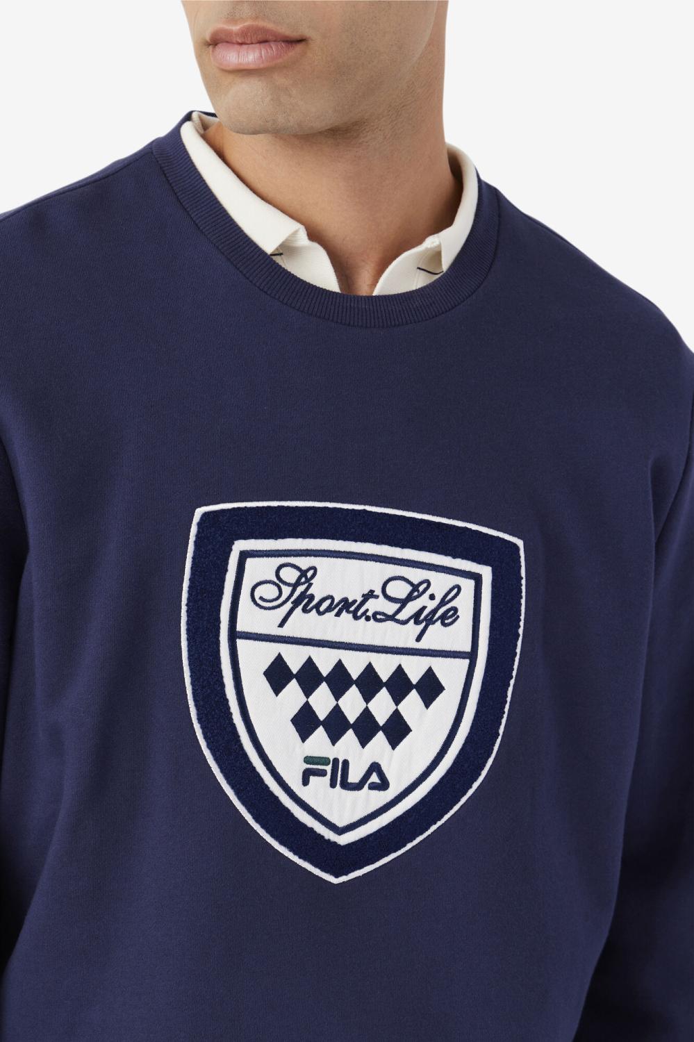 Men Sweatshirts &amp; Hoodies | FILA Kush Crew 410 FILA NAVY / GARDENIA / JUNE BUG