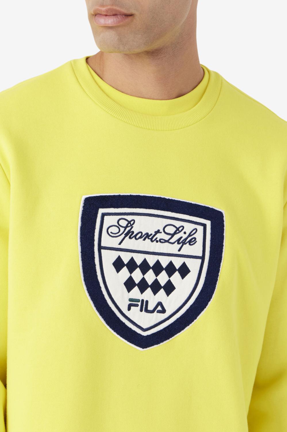 Men Sweatshirts &amp; Hoodies | FILA Kush Crew 723 BLAZING YELLOW / FILA NAVY / GARDENIA