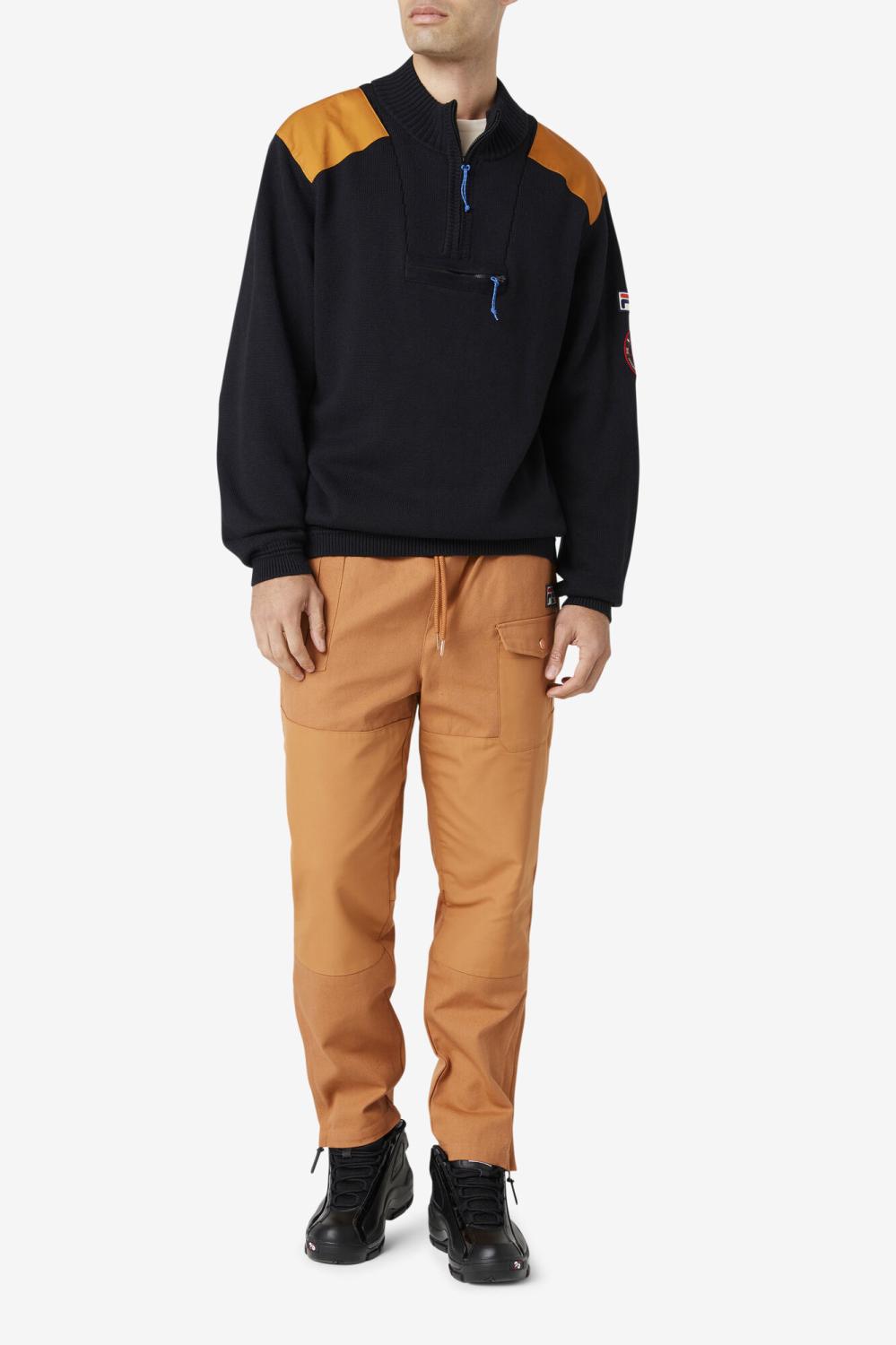 Men Sweatshirts &amp; Hoodies | FILA Merkle 1/4 Zip Sweater 001 BLACK / ADOBE