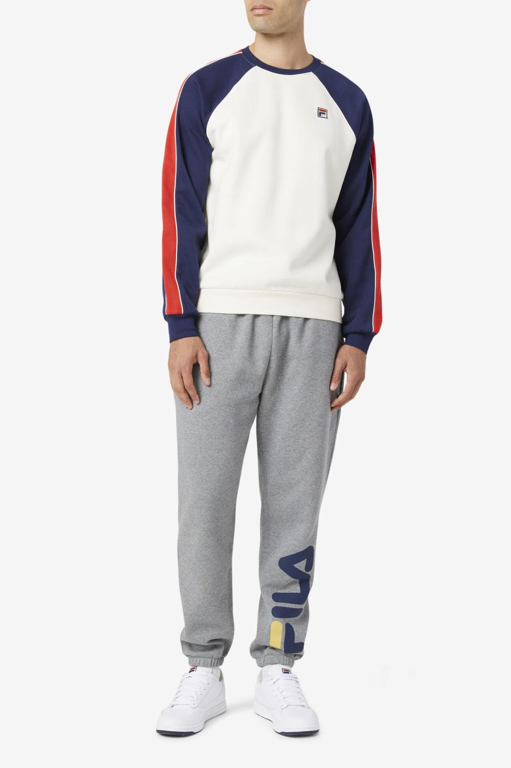 Men Sweatshirts &amp; Hoodies | FILA Nestor Crew 077 WHISPER WHITE / PEACOAT / RED