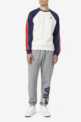 Men Sweatshirts &amp; Hoodies | FILA Nestor Crew 077 WHISPER WHITE / PEACOAT / RED