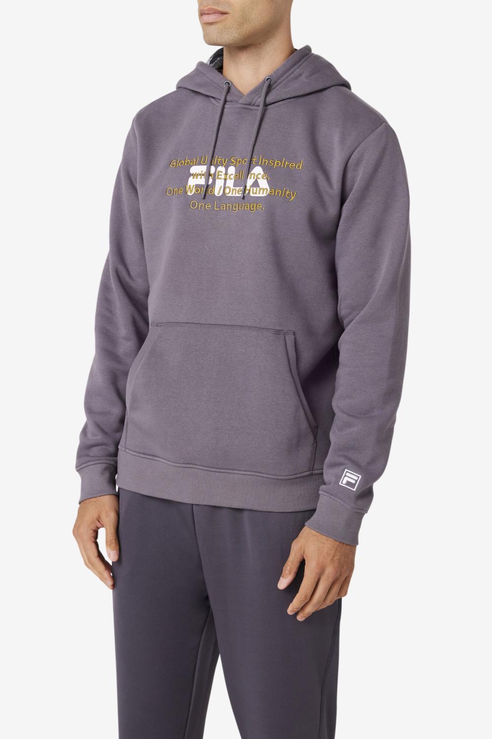 Men Sweatshirts &amp; Hoodies | FILA Rondot Hoodie 078 THUNDERSTORM / WHITE / GOLDEN OLIVE
