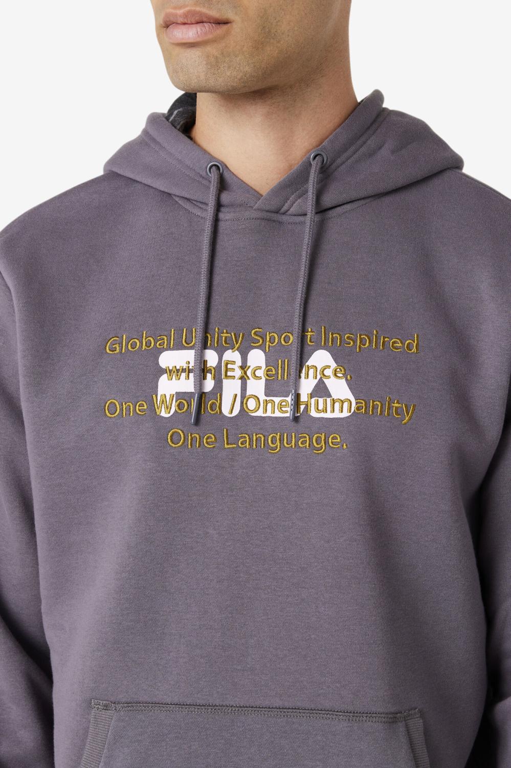 Men Sweatshirts &amp; Hoodies | FILA Rondot Hoodie 078 THUNDERSTORM / WHITE / GOLDEN OLIVE