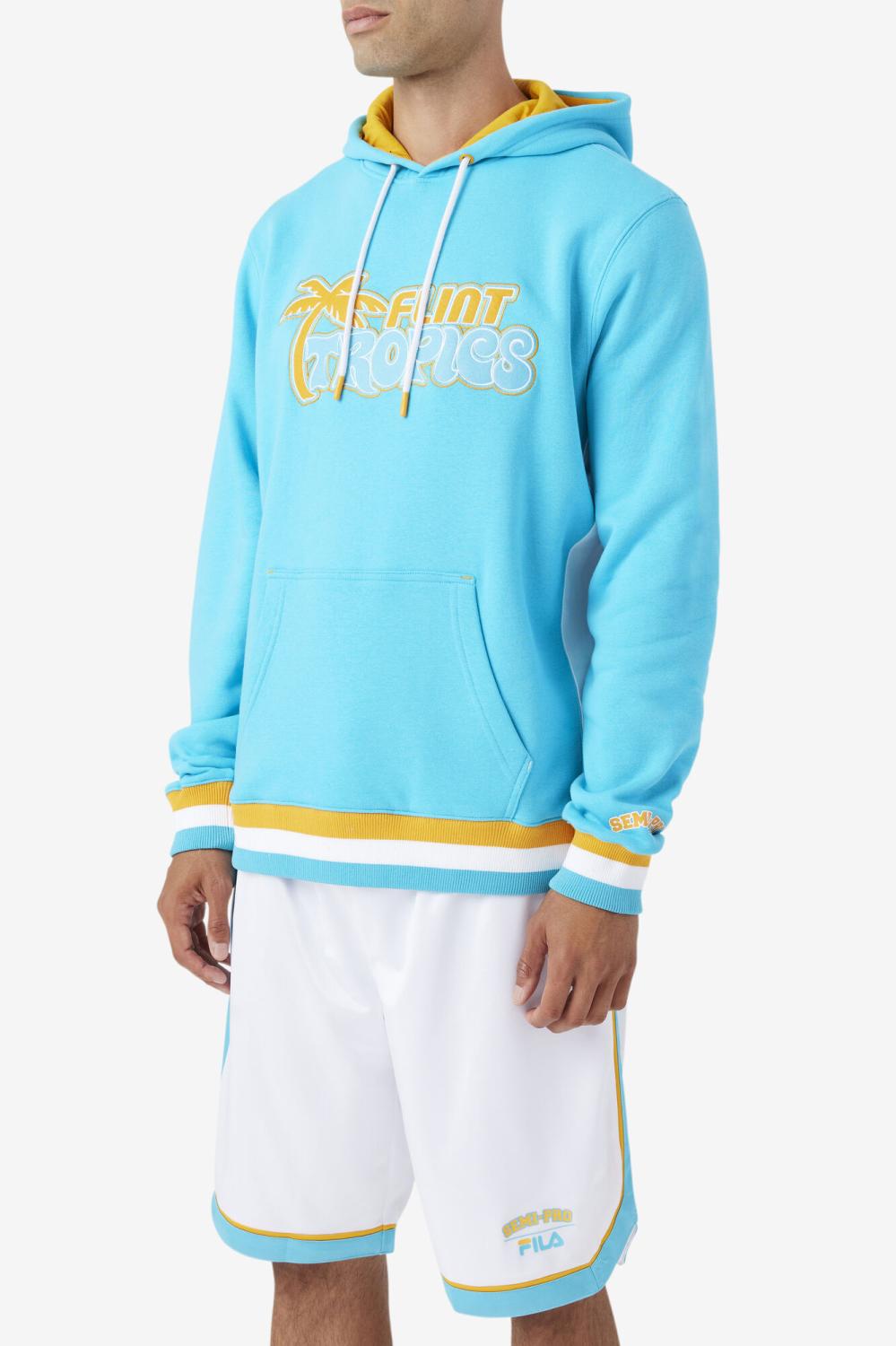 Men Sweatshirts &amp; Hoodies | FILA Semi-Pro Hoodie 406 SCUBA BLUE / RADIANT YELLOW / WHITE