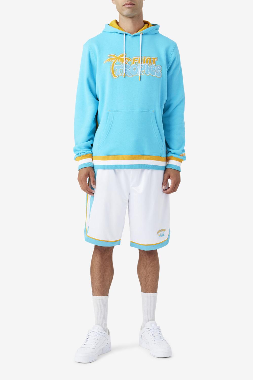 Men Sweatshirts &amp; Hoodies | FILA Semi-Pro Hoodie 406 SCUBA BLUE / RADIANT YELLOW / WHITE