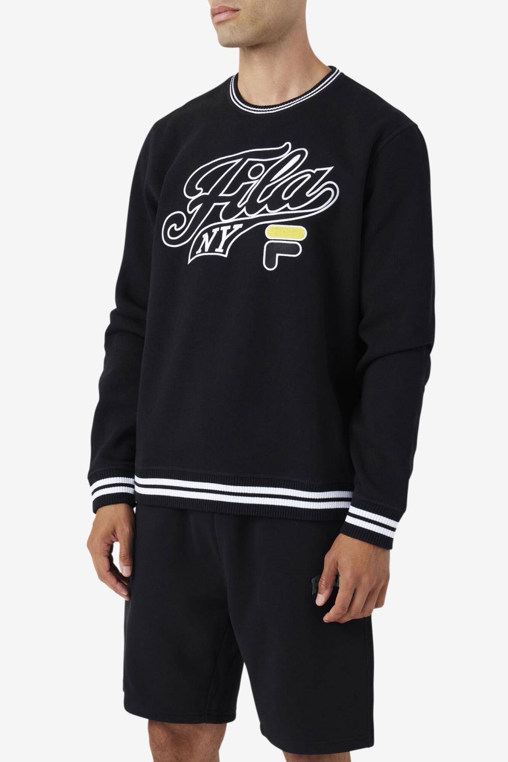 Men Sweatshirts &amp; Hoodies | FILA Taylor Crewneck Sweatshirt 001 BLACK / WHITE / MIMOSA