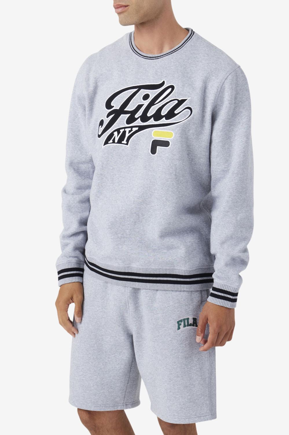 Men Sweatshirts &amp; Hoodies | FILA Taylor Crewneck Sweatshirt 064 LIGHT GREY MARL / BLACK / MIMOSA