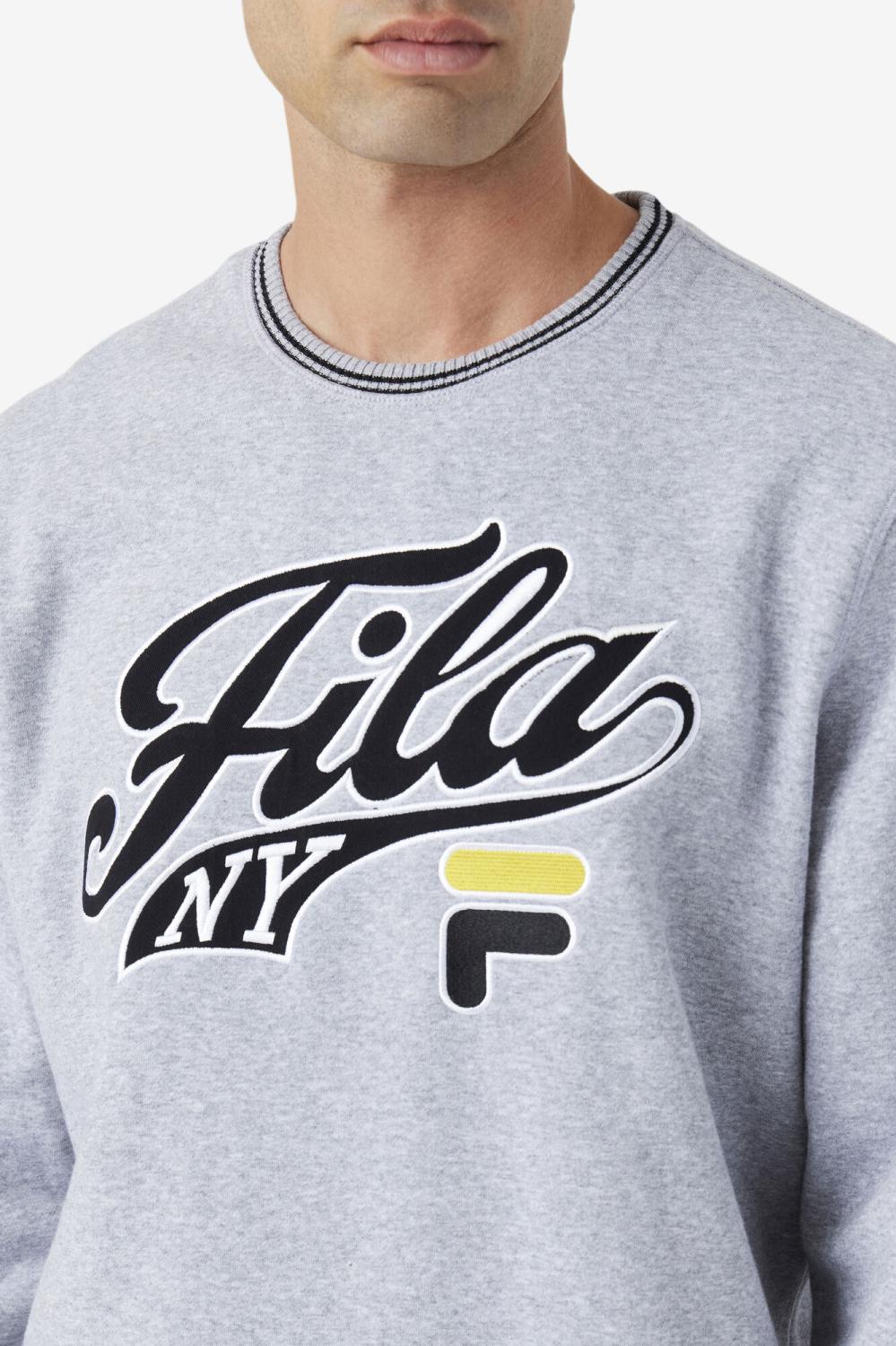 Men Sweatshirts &amp; Hoodies | FILA Taylor Crewneck Sweatshirt 064 LIGHT GREY MARL / BLACK / MIMOSA