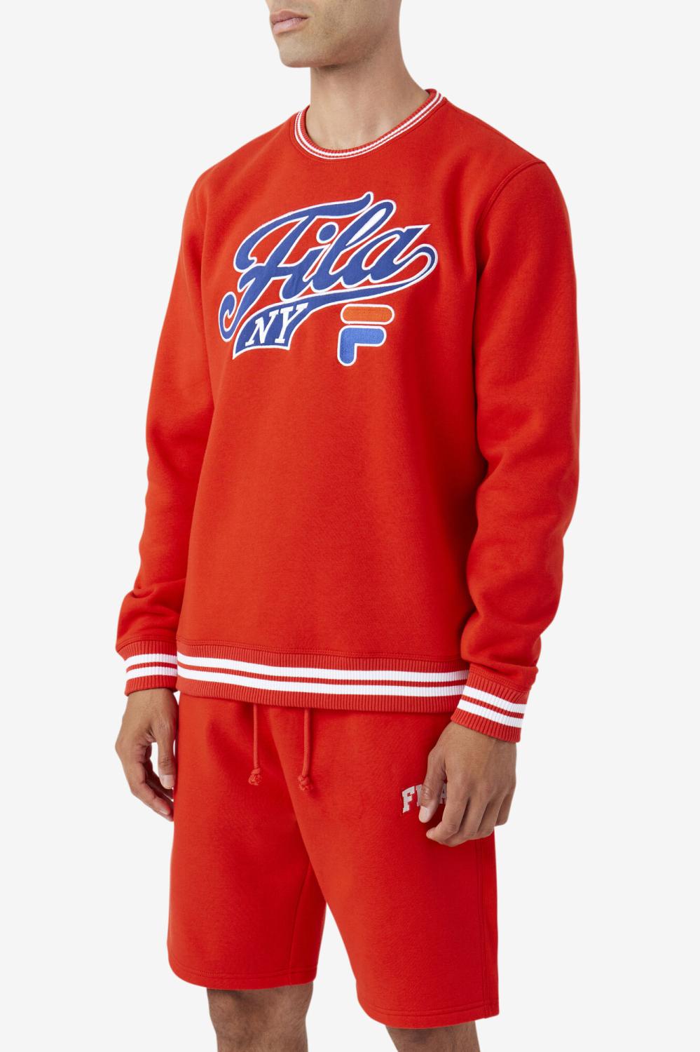 Men Sweatshirts &amp; Hoodies | FILA Taylor Crewneck Sweatshirt 625 FIERY RED / TWILIGHT BLUE / WHITE