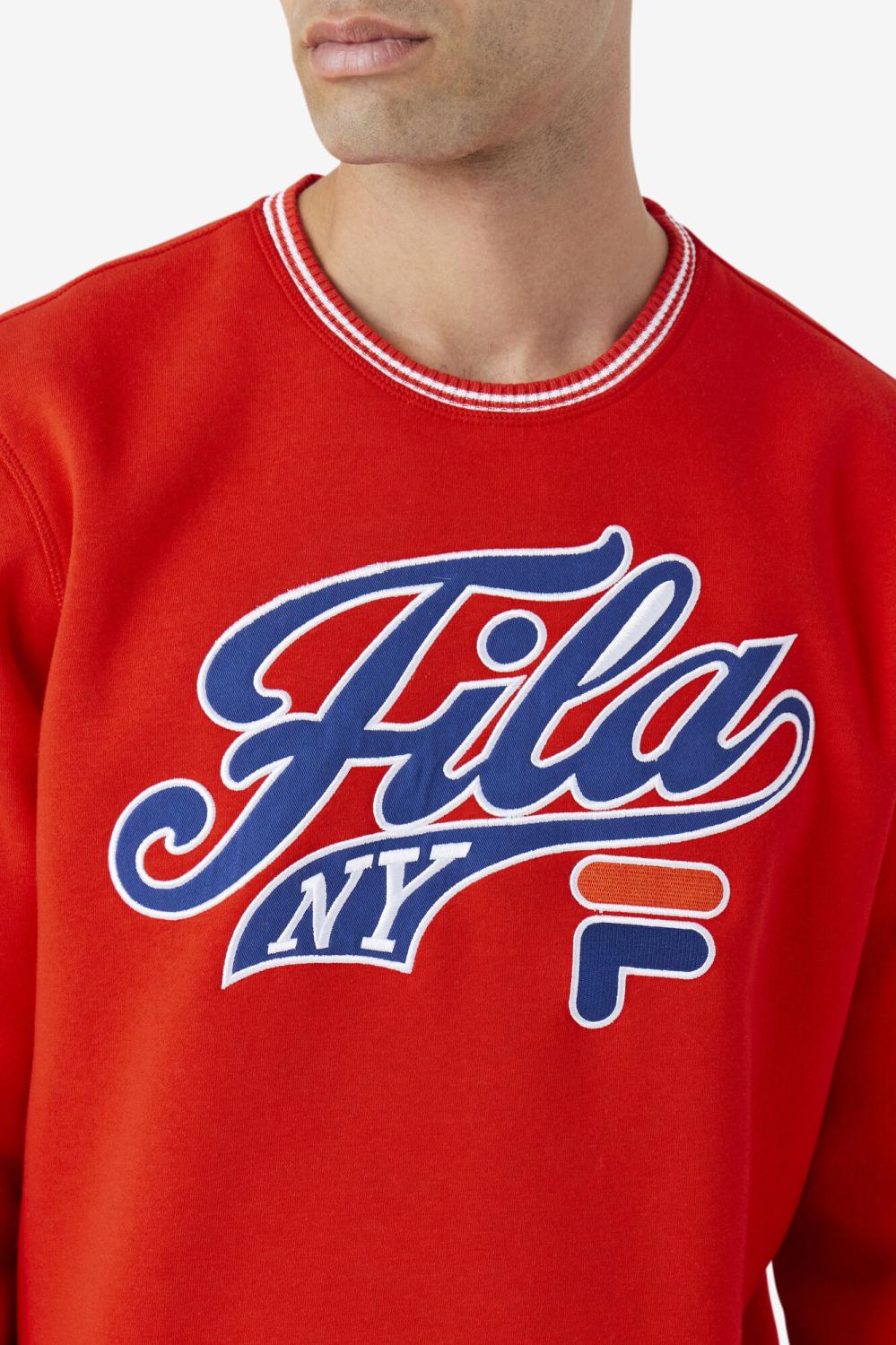 Men Sweatshirts &amp; Hoodies | FILA Taylor Crewneck Sweatshirt 625 FIERY RED / TWILIGHT BLUE / WHITE