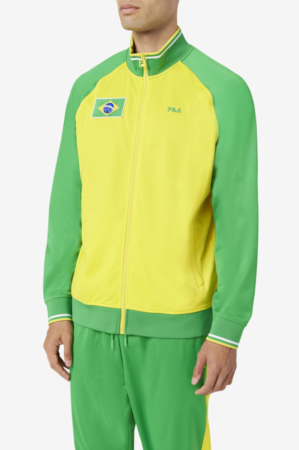 Men Sweatsuits &amp; Tracksuits | FILA Brazil Track Jacket 705 CYBER YELLOW / FERN GREEN / WHITE