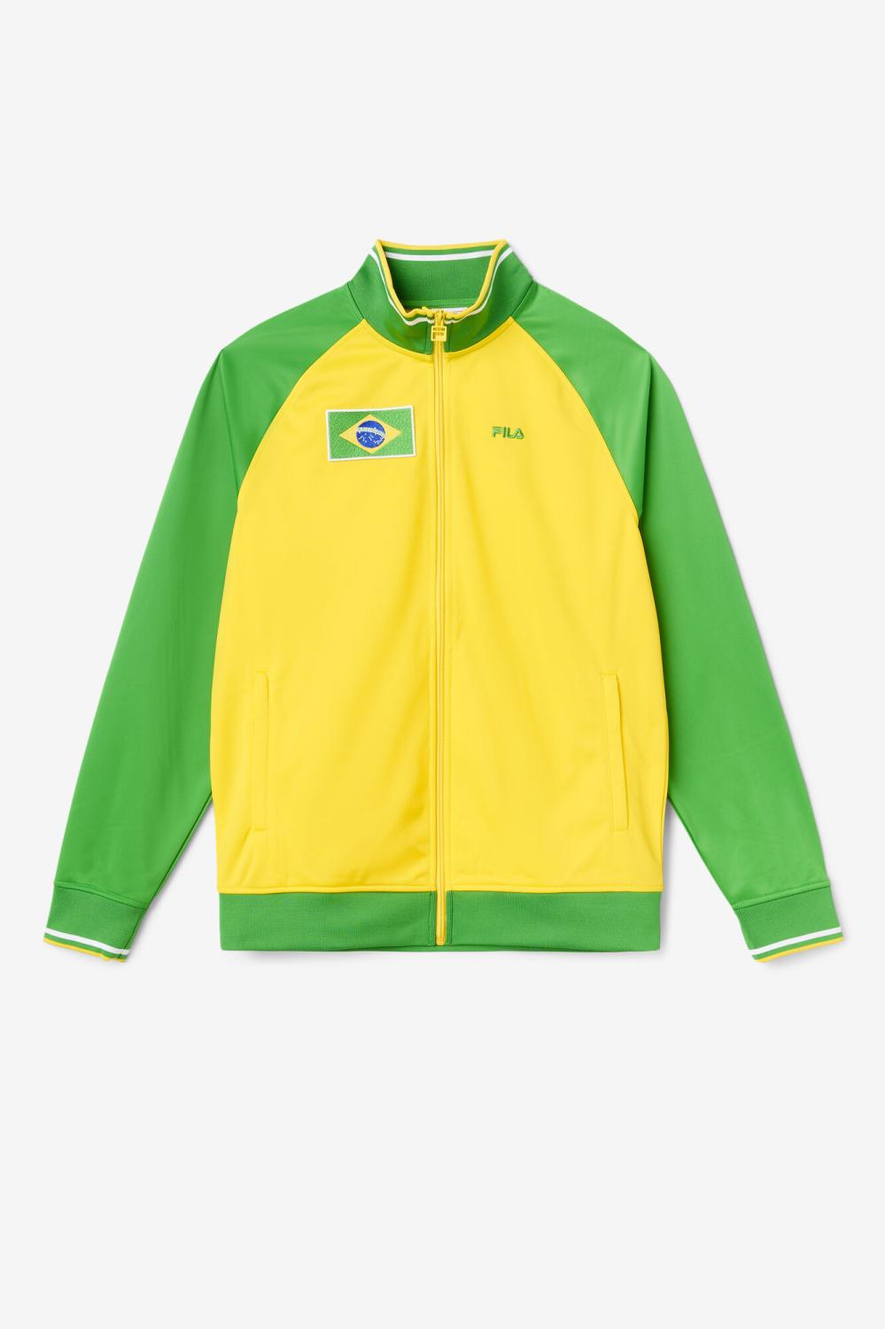 Men Sweatsuits &amp; Tracksuits | FILA Brazil Track Jacket 705 CYBER YELLOW / FERN GREEN / WHITE