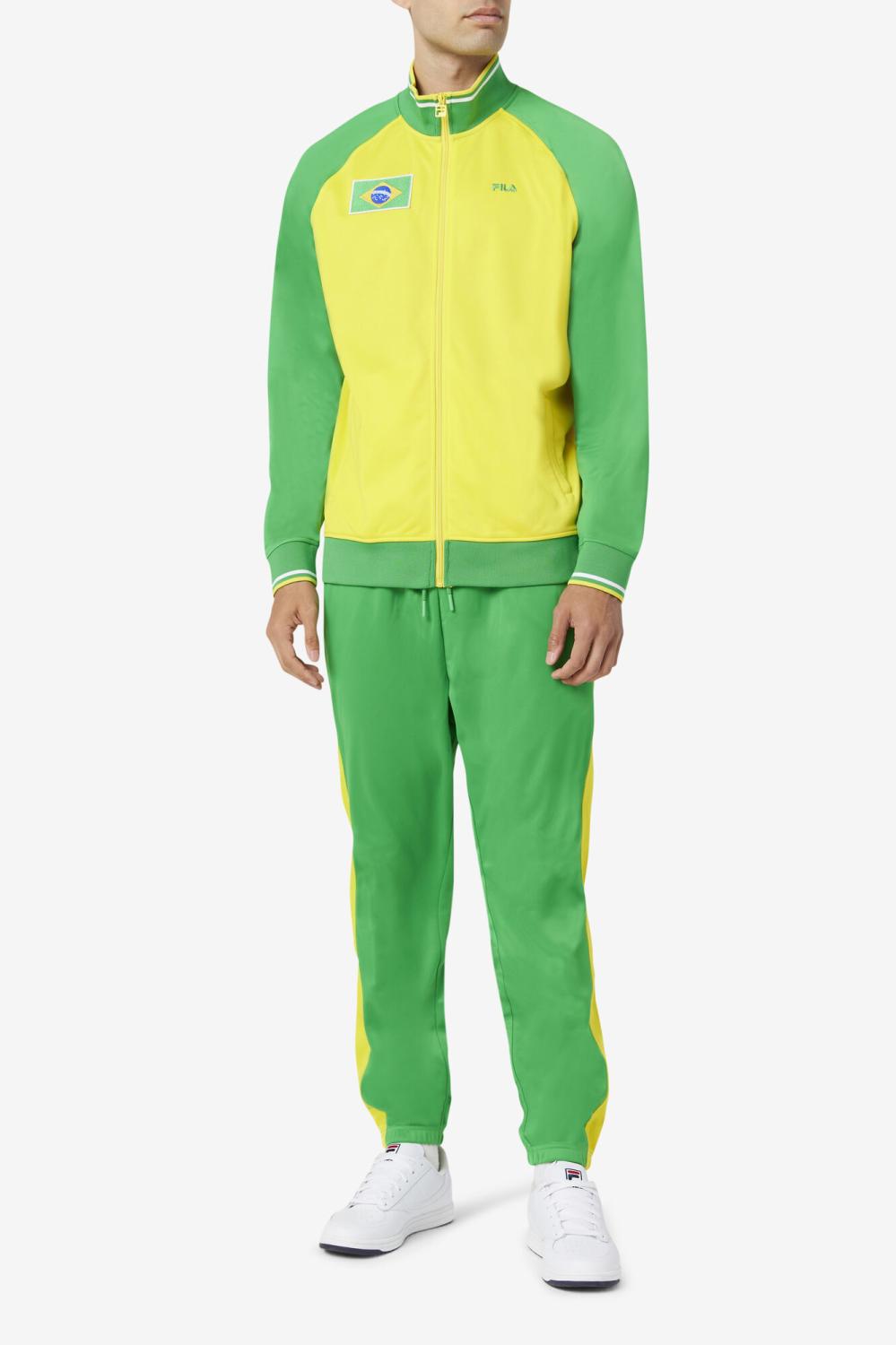 Men Sweatsuits &amp; Tracksuits | FILA Brazil Track Jacket 705 CYBER YELLOW / FERN GREEN / WHITE