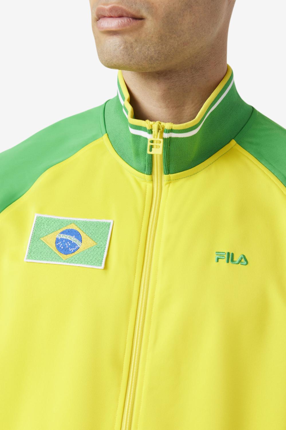 Men Sweatsuits &amp; Tracksuits | FILA Brazil Track Jacket 705 CYBER YELLOW / FERN GREEN / WHITE