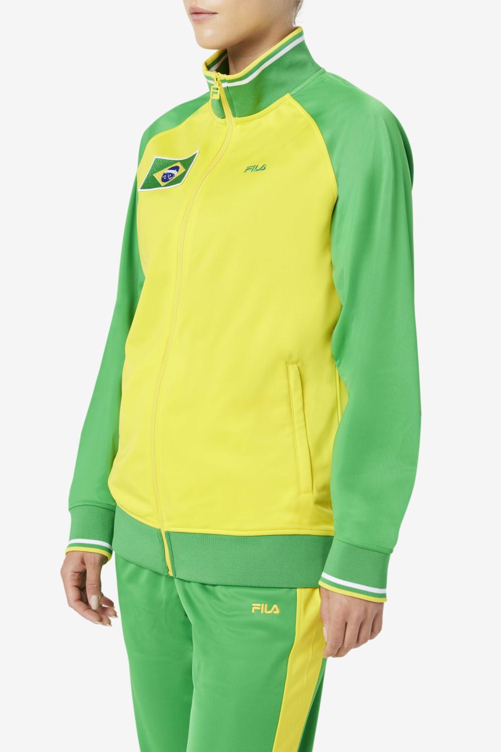 Men Sweatsuits &amp; Tracksuits | FILA Brazil Track Jacket 705 CYBER YELLOW / FERN GREEN / WHITE