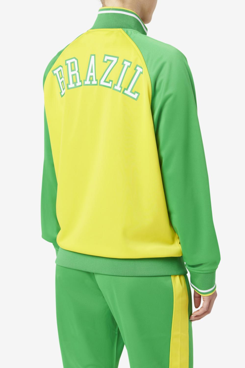 Men Sweatsuits &amp; Tracksuits | FILA Brazil Track Jacket 705 CYBER YELLOW / FERN GREEN / WHITE