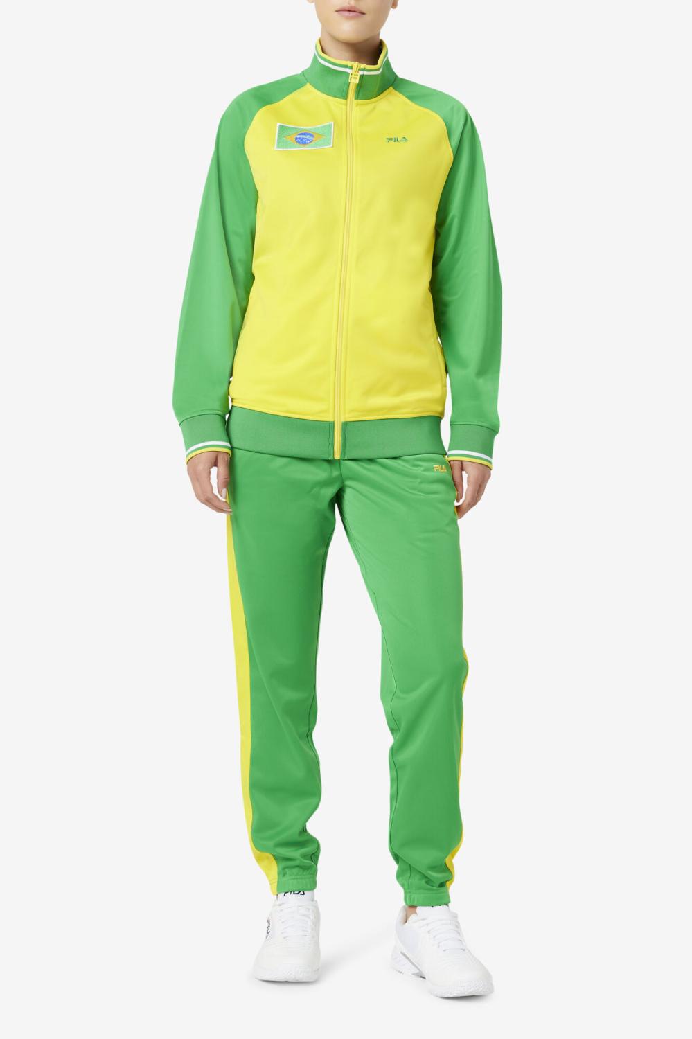 Men Sweatsuits &amp; Tracksuits | FILA Brazil Track Jacket 705 CYBER YELLOW / FERN GREEN / WHITE