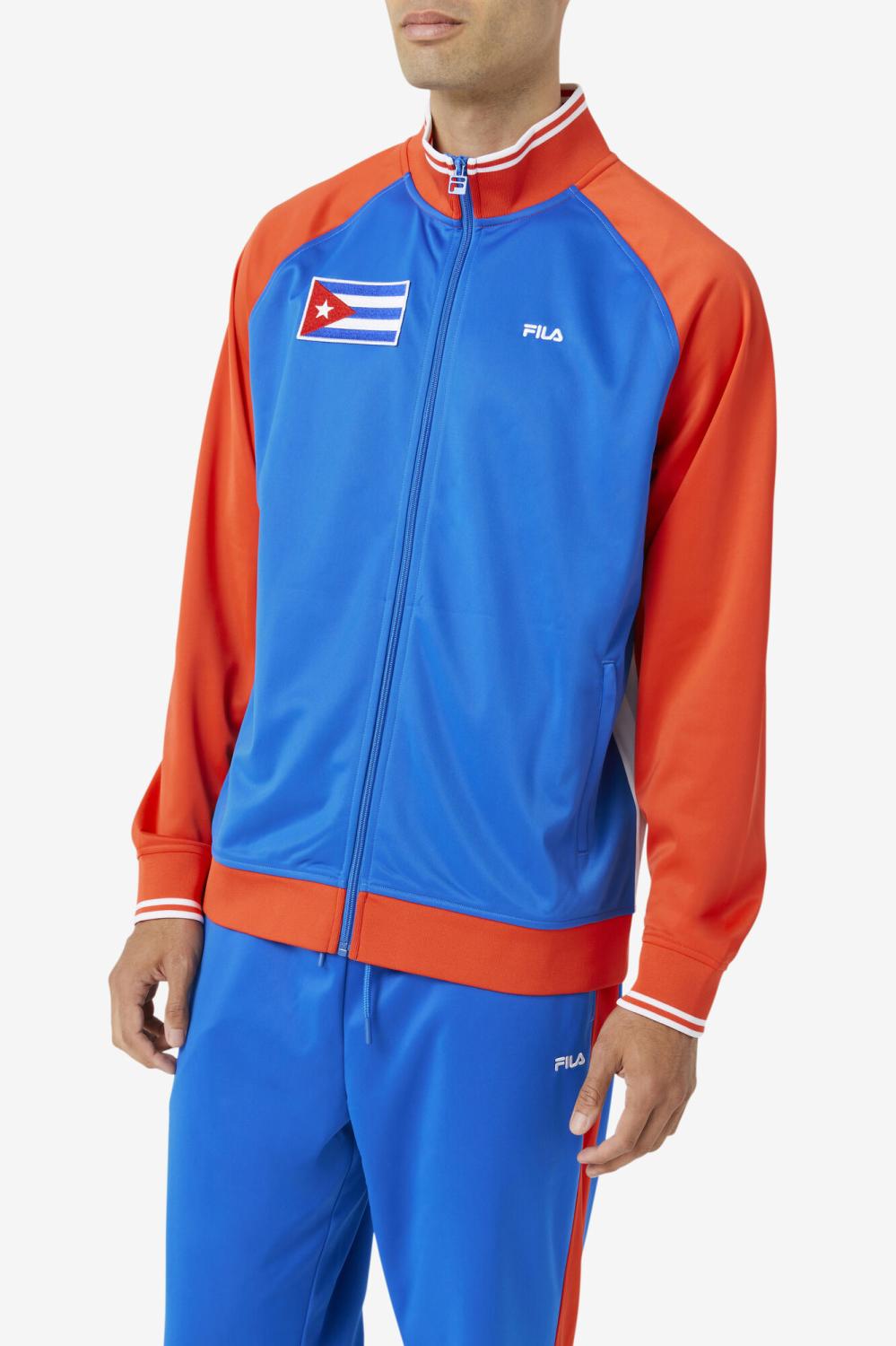 Men Sweatsuits &amp; Tracksuits | FILA Cuba Track Jacket 625 FIERY RED / WHITE / PRINCESS BLUE